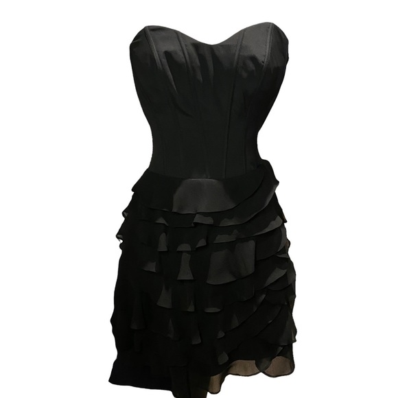Karen Miller Black Ruffled Dress Size Medium - Picture 8 of 15